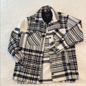 Stoosh Monochrome Plaid Shacket Outerwear